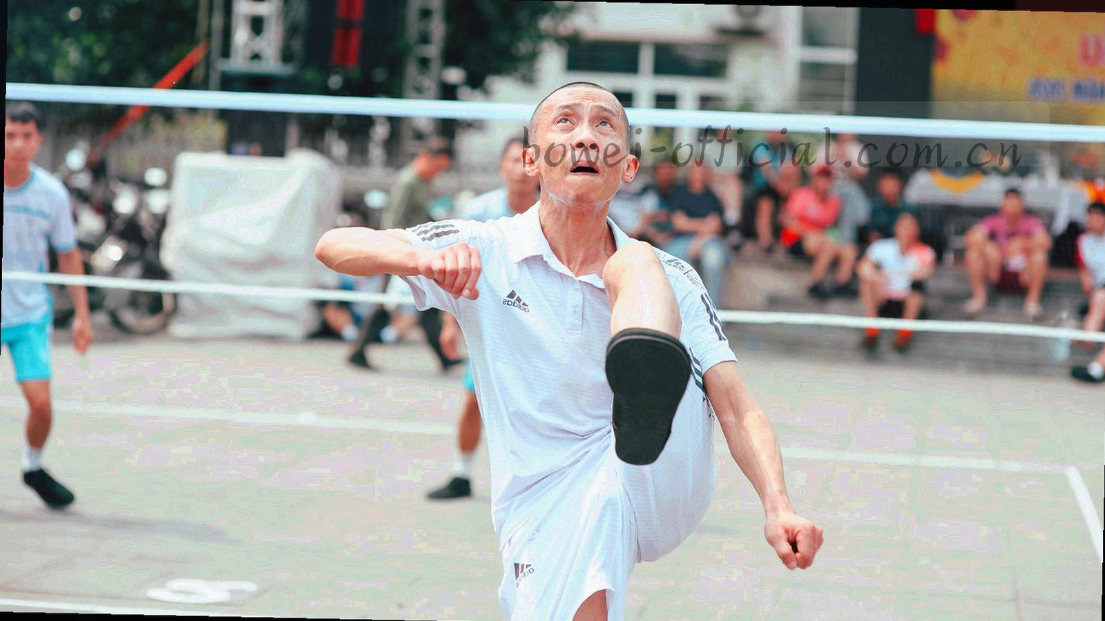 球场看台剪影与灯光层次，画面叠加淡青色类别标签和坐标线